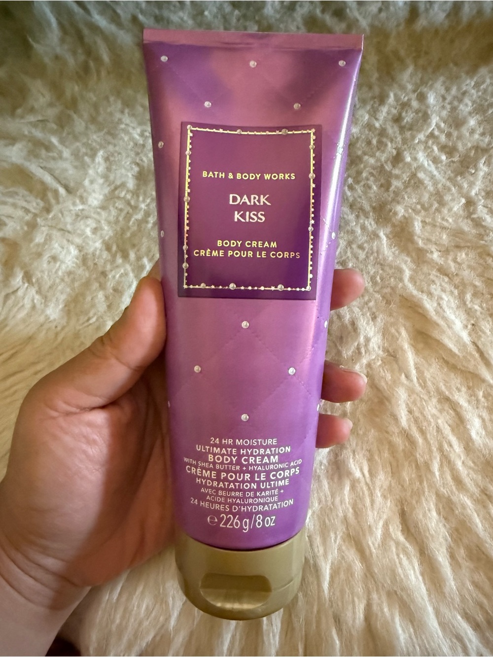 New Bath & Body Works Dark Kiss Body Cream - Purple with Gold Cap